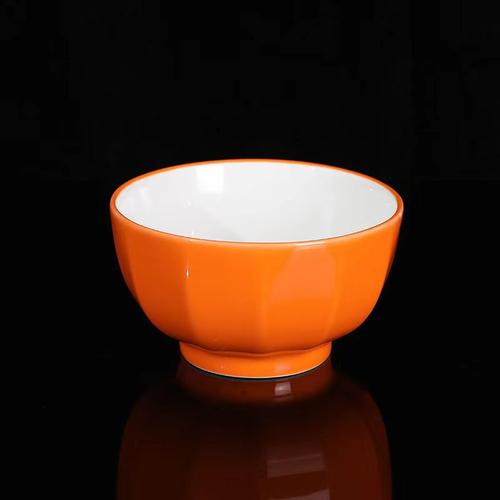 厂家直供超市货源橙色4.5英寸富春陶瓷碗展销会地摊货源陶瓷盘碗